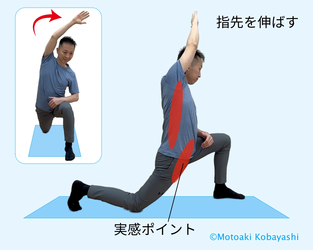 フロア　腸腰筋ストレッチ　捻り広背２
